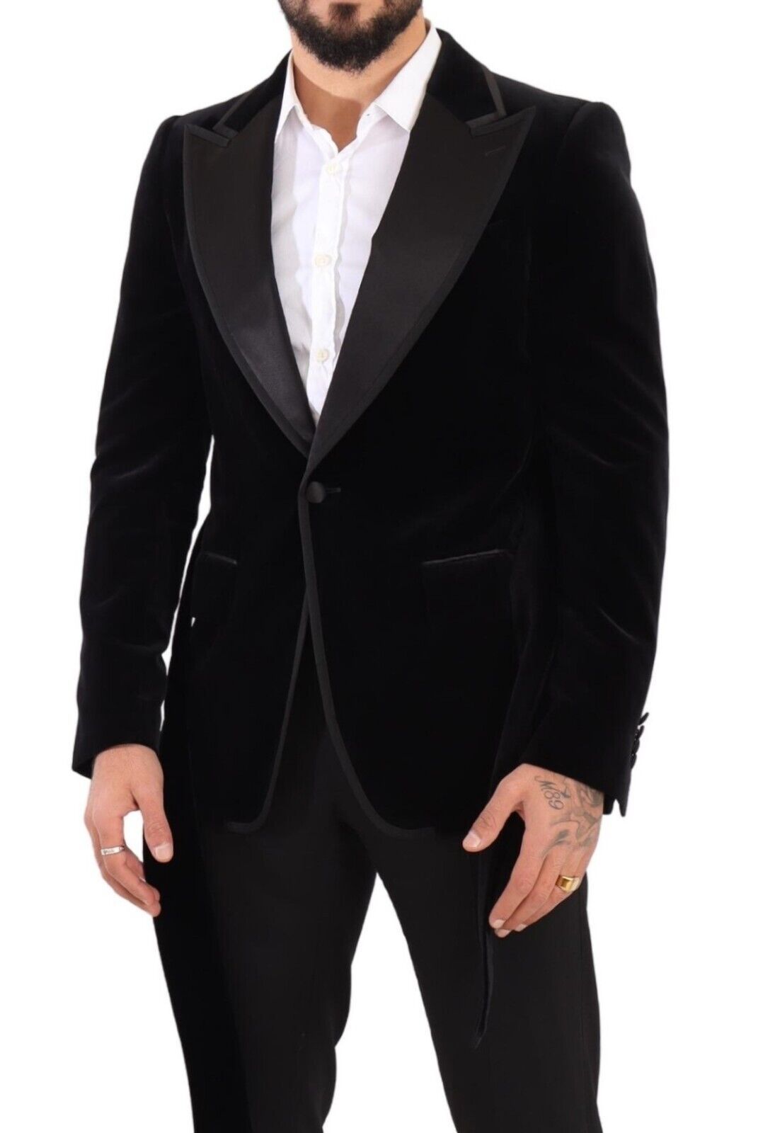 Dolce & Gabbana Black Velvet Single Breasted One Button Men's Blazer