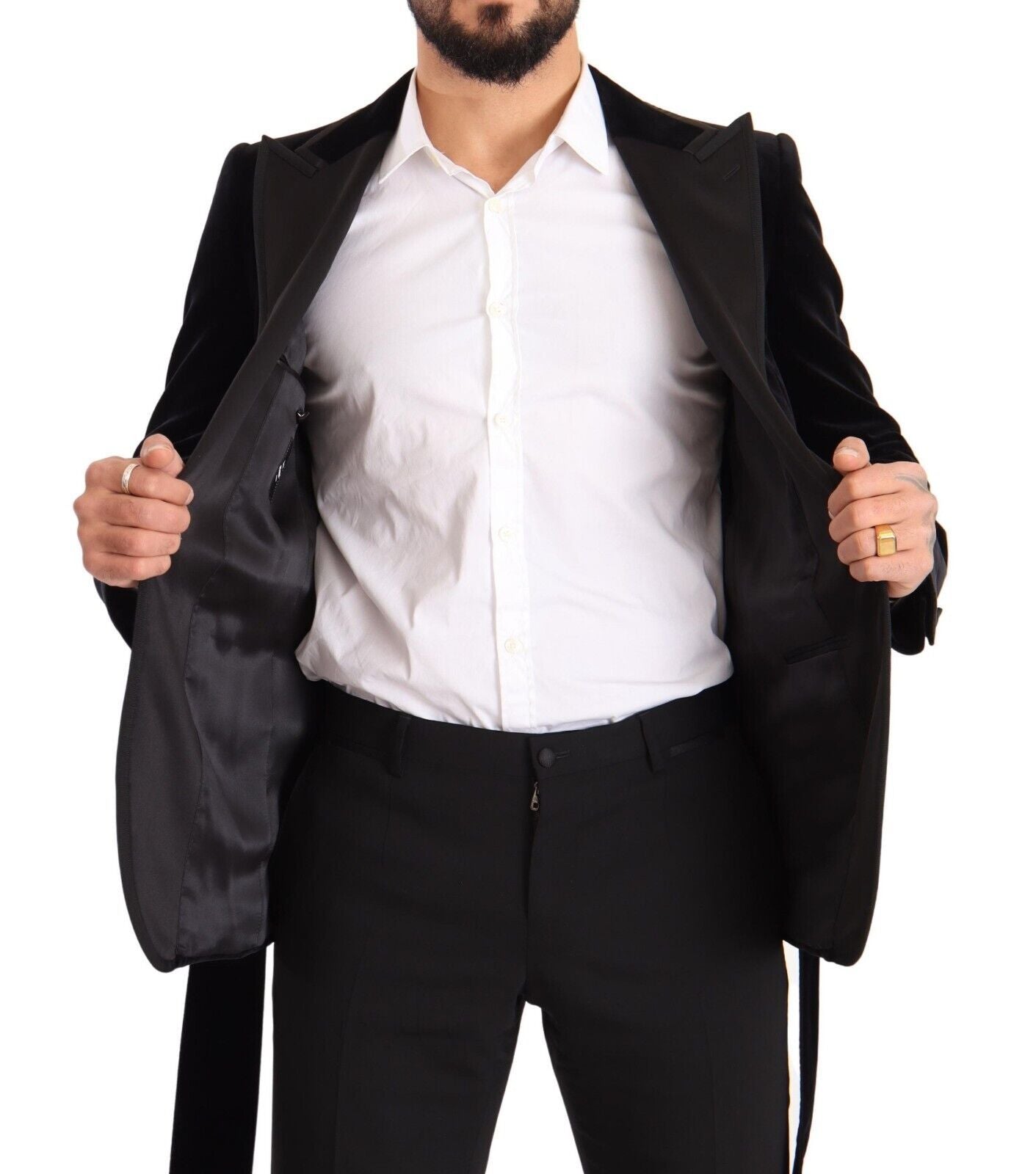 Dolce & Gabbana Black Velvet Single Breasted One Button Men's Blazer