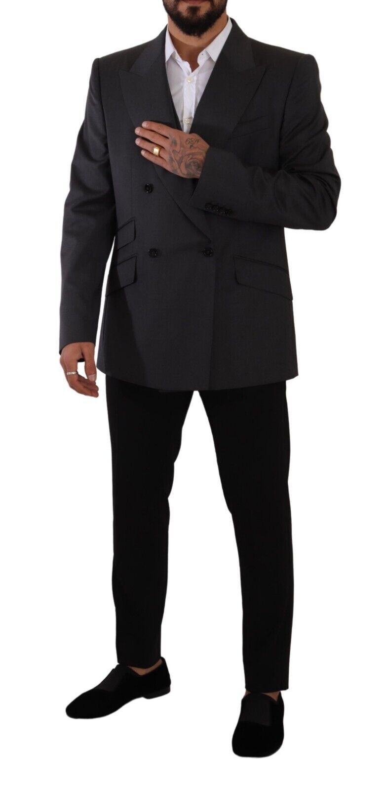 Dolce & Gabbana Gray Double Breasted 2 Piece SICILIA Men's Blazer