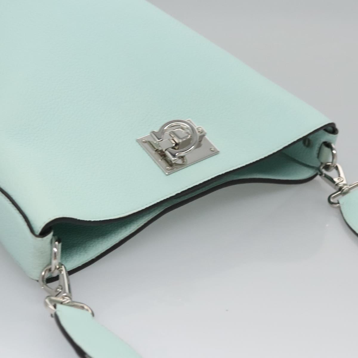 Salvatore Ferragamo Gancini Green Leather Shoulder Bag (Pre-Owned)