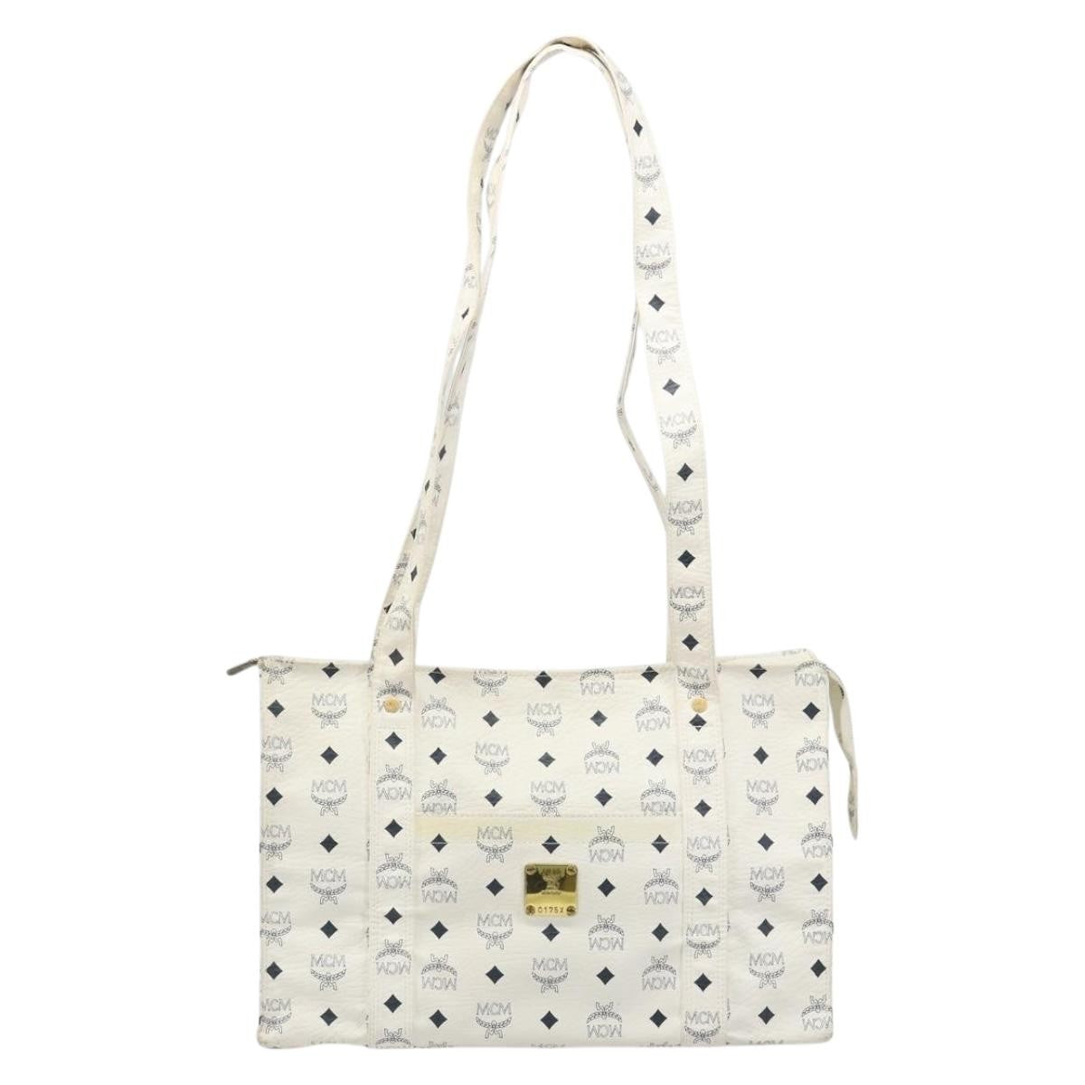 MCM Vintage Leather White Leather Shoulder Bag Bag (Pre-Owned)