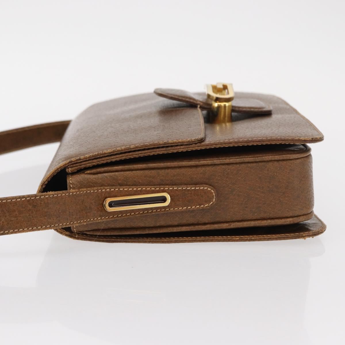 Gucci Vintage Flap Leather Brown Leather Shoulder Bag Bag (Pre-Owned)