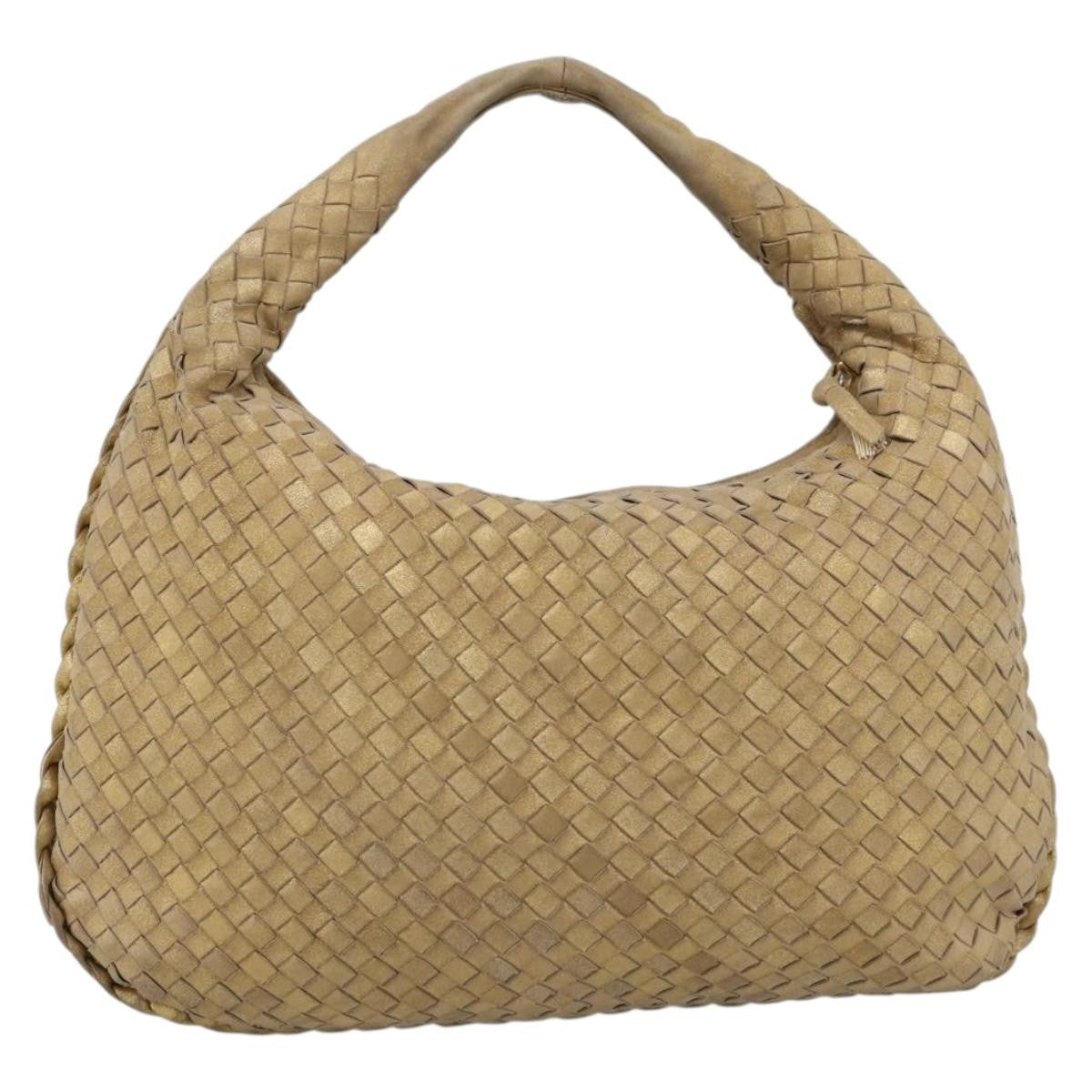 Bottega Veneta Intrecciato Leather Gold Leather Handbag (Pre-Owned)