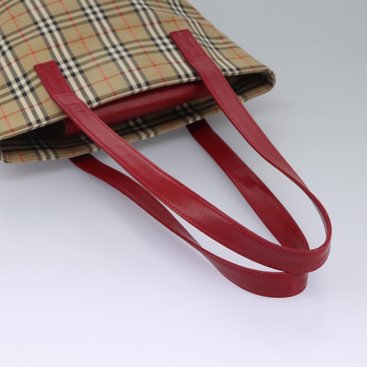 Burberry Nova Check Beige Canvas Shoulder Bag (Pre-Owned)