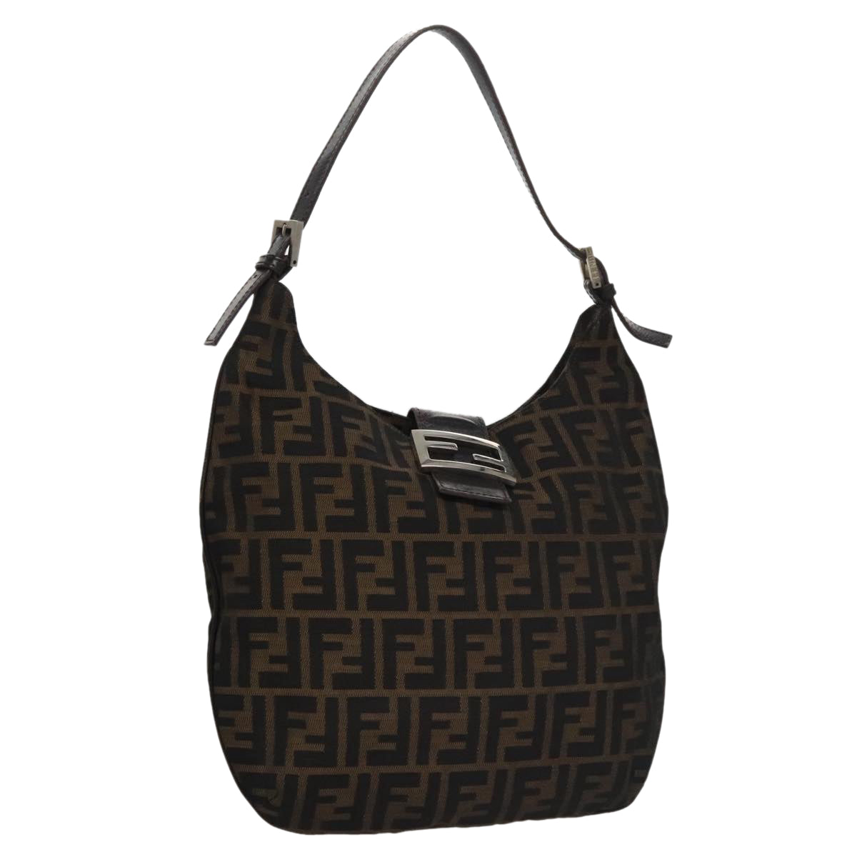 Fendi Zucca Brown Canvas Shoulder Bag (Pre-Owned)