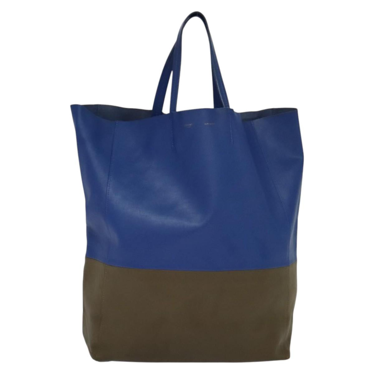 Céline Cabas Vertical Blue Leather Handbag (Pre-Owned)
