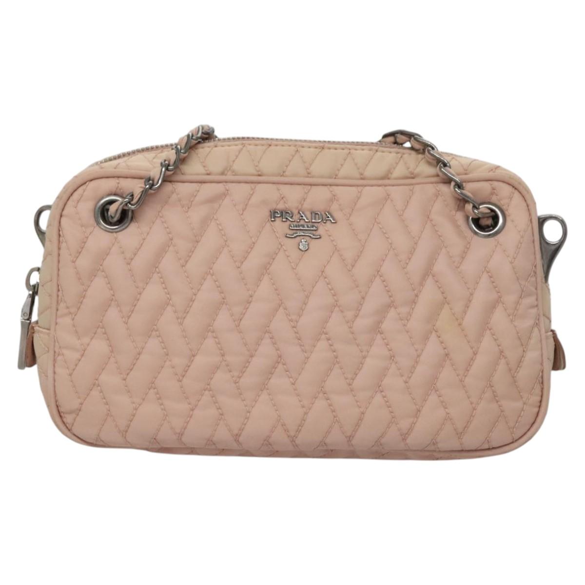 Prada Tessuto Pink Calfskin Shoulder Bag (Pre-Owned)