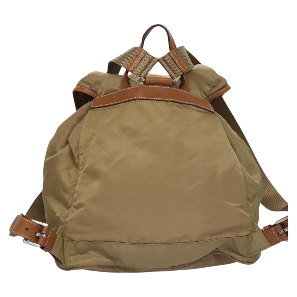 Prada Re-Nylon Khaki Synthetic Backpack Bag (Pre-Owned)