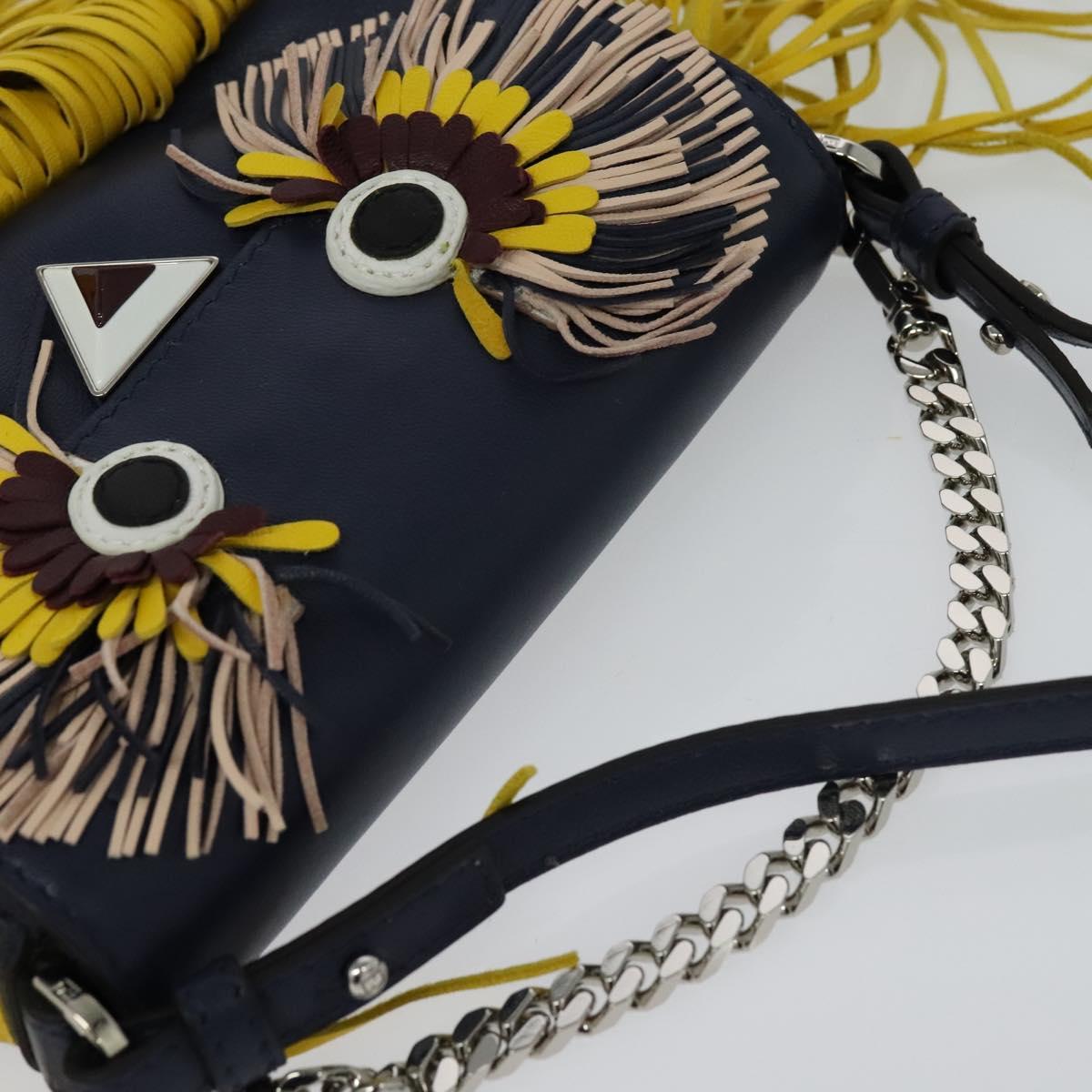 Fendi Monster Navy Leather Shoulder Bag (Pre-Owned)