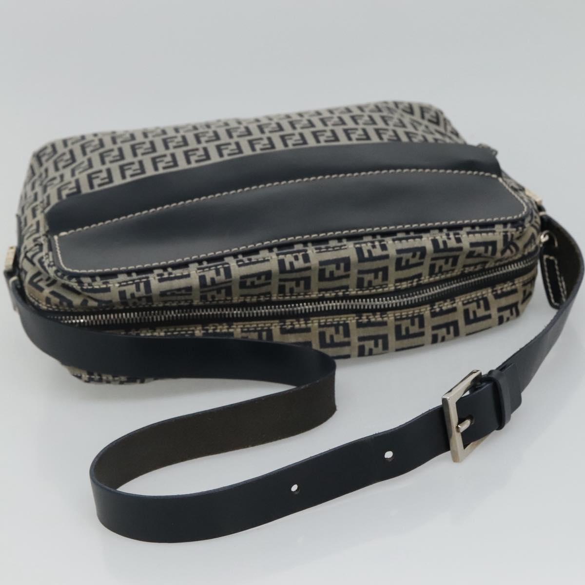 Fendi Zucchino Navy Canvas Shoulder Bag (Pre-Owned)