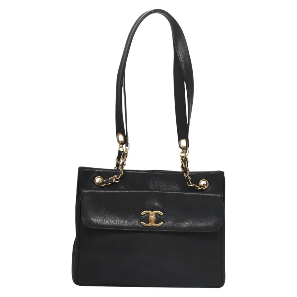 Chanel Cc Totebag Black Leather Tote Bag (Pre-Owned)