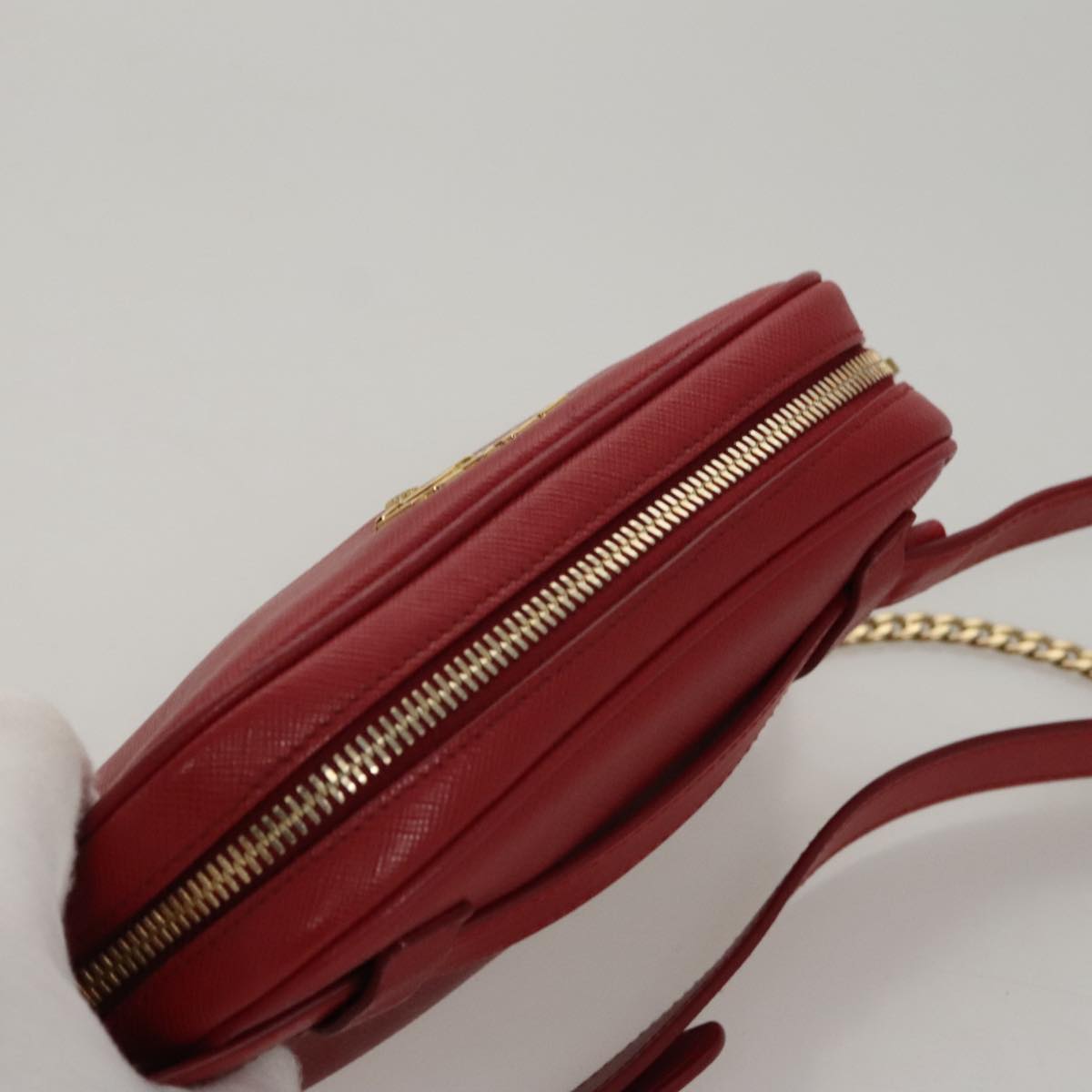 Prada Saffiano Red Leather Shoulder Bag (Pre-Owned)