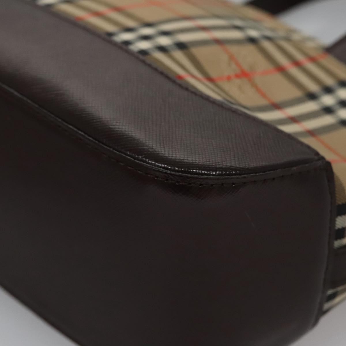 Burberry Nova Check Beige Canvas Handbag (Pre-Owned)