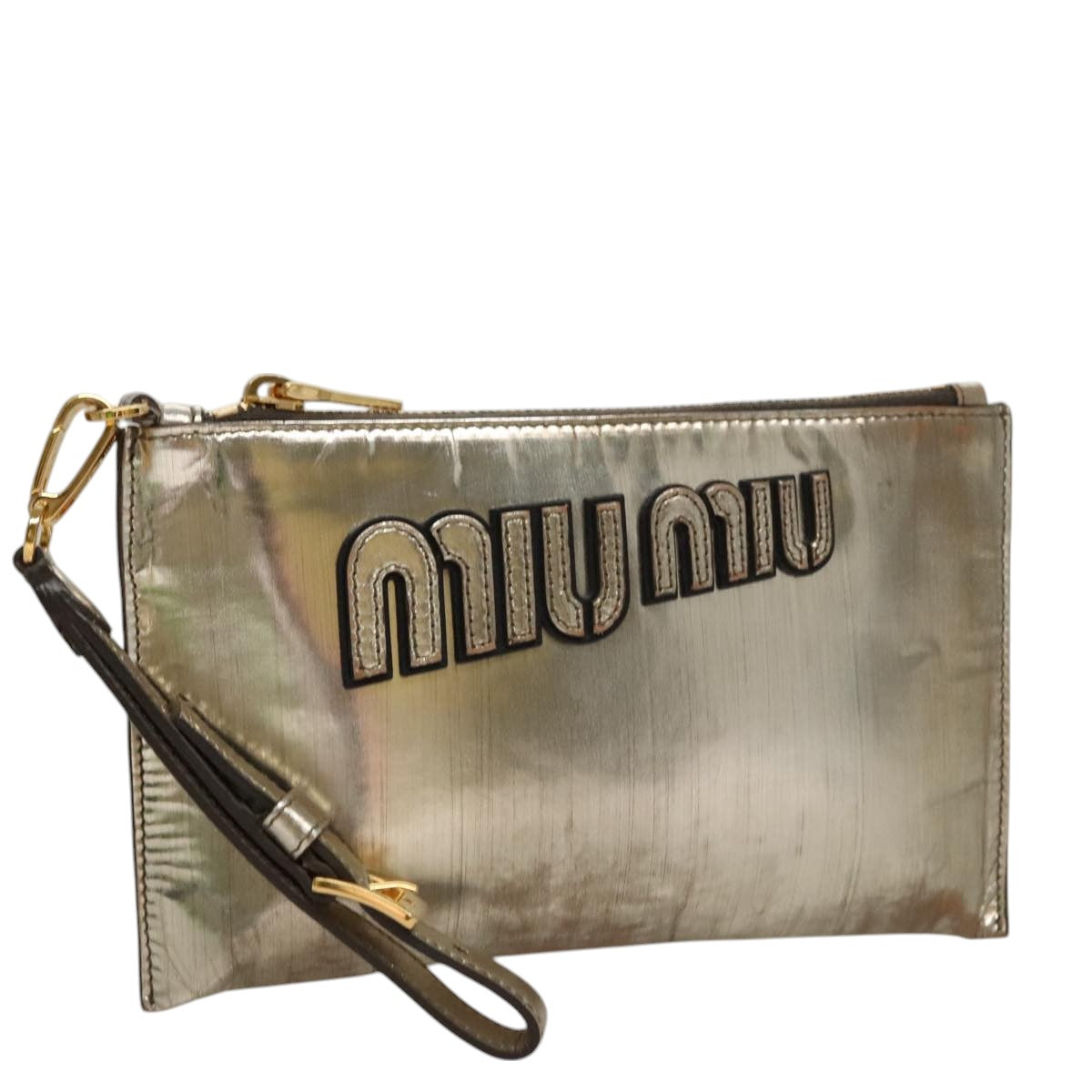 Miu Miu Gold Patent Leather Clutch Bag (Pre-Owned)