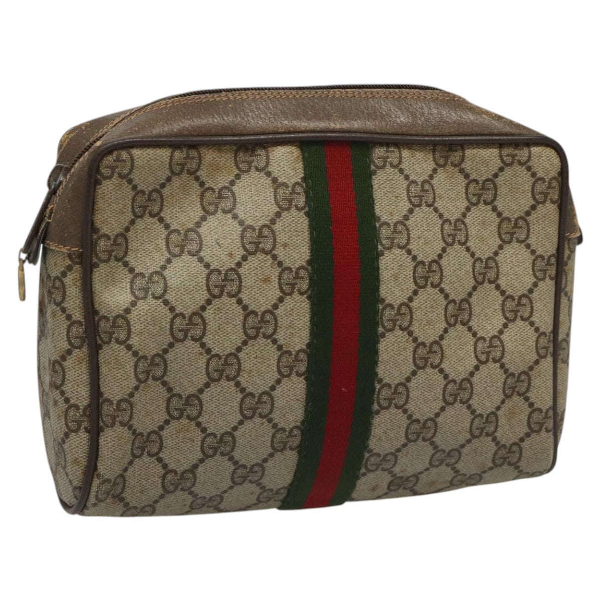 Gucci Ophidia Beige Canvas Clutch Bag (Pre-Owned)