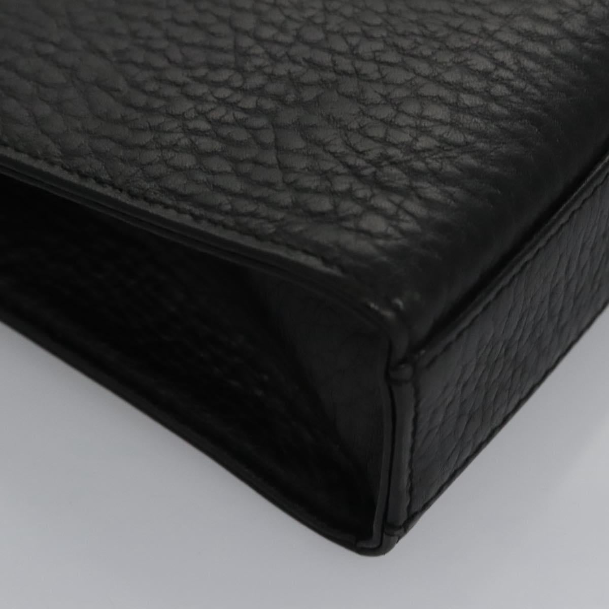 Burberry Check Link Black Leather Clutch Bag (Pre-Owned)