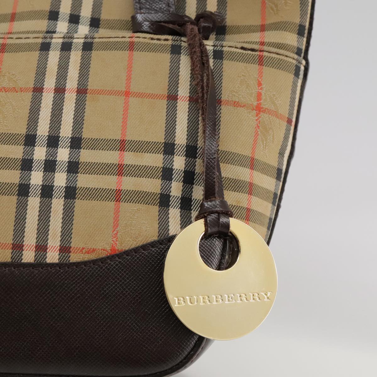 Burberry Nova Check Beige Canvas Handbag (Pre-Owned)