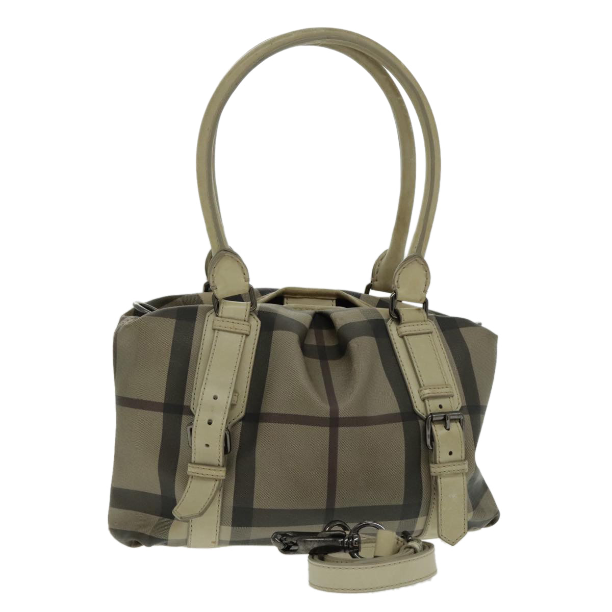 Burberry Nova Check Beige Canvas Handbag (Pre-Owned)