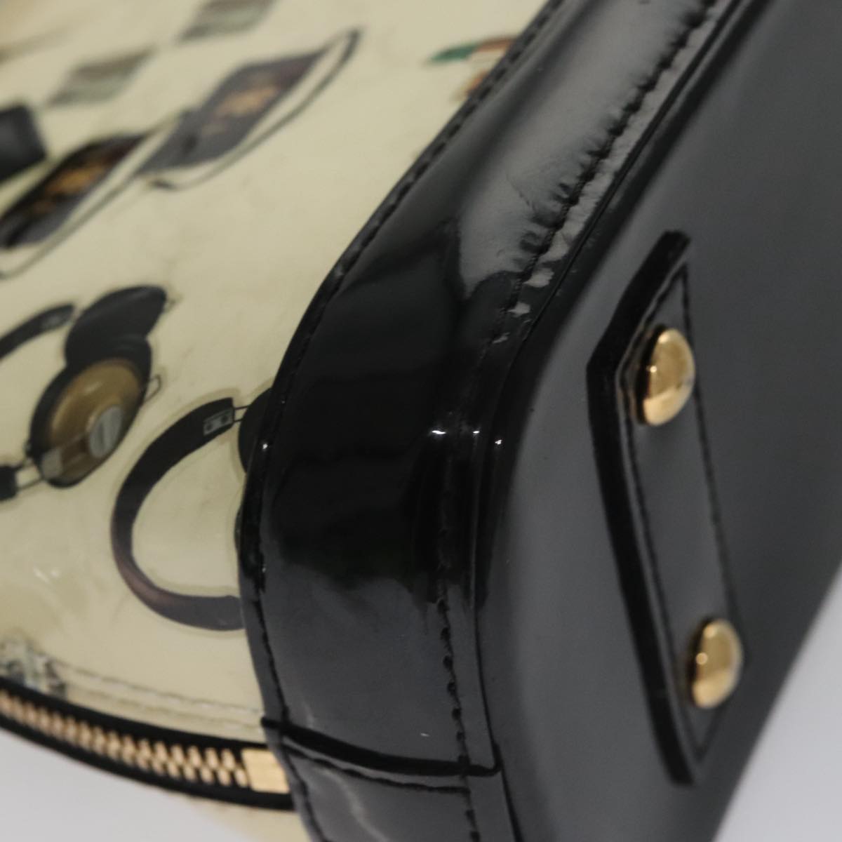Louis Vuitton Alma Bb Ecru Patent Leather Handbag (Pre-Owned)