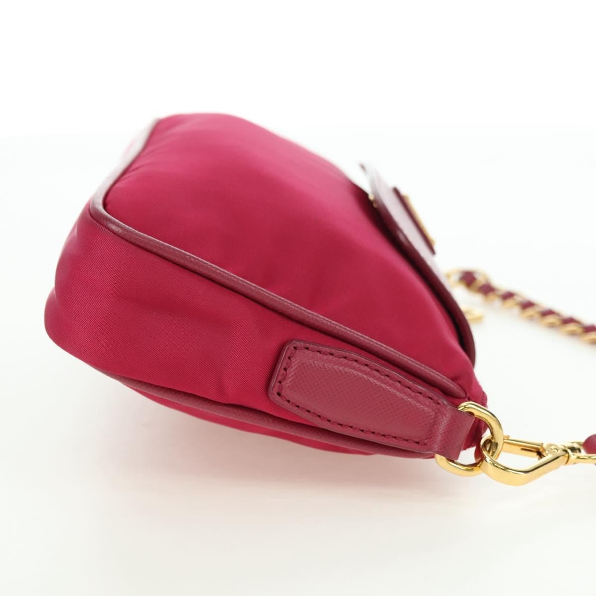 Prada Chain Tessuto And Saffiano Leather Pink Nylon Shoulder Bag Bag (Pre-Owned)