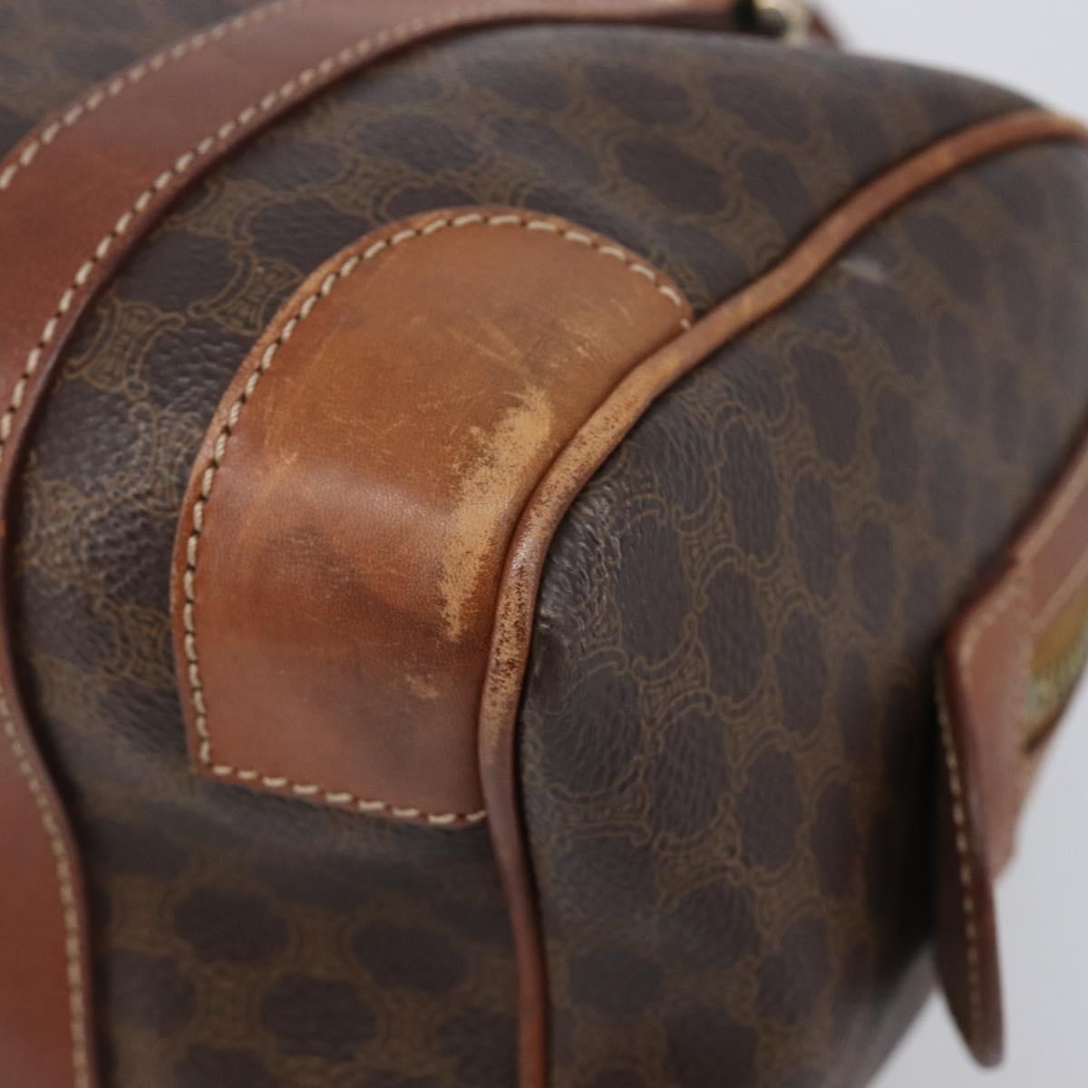 Celine Boston Triomphe Coated Canvas Brown Pvc Handbag (Pre-Owned)