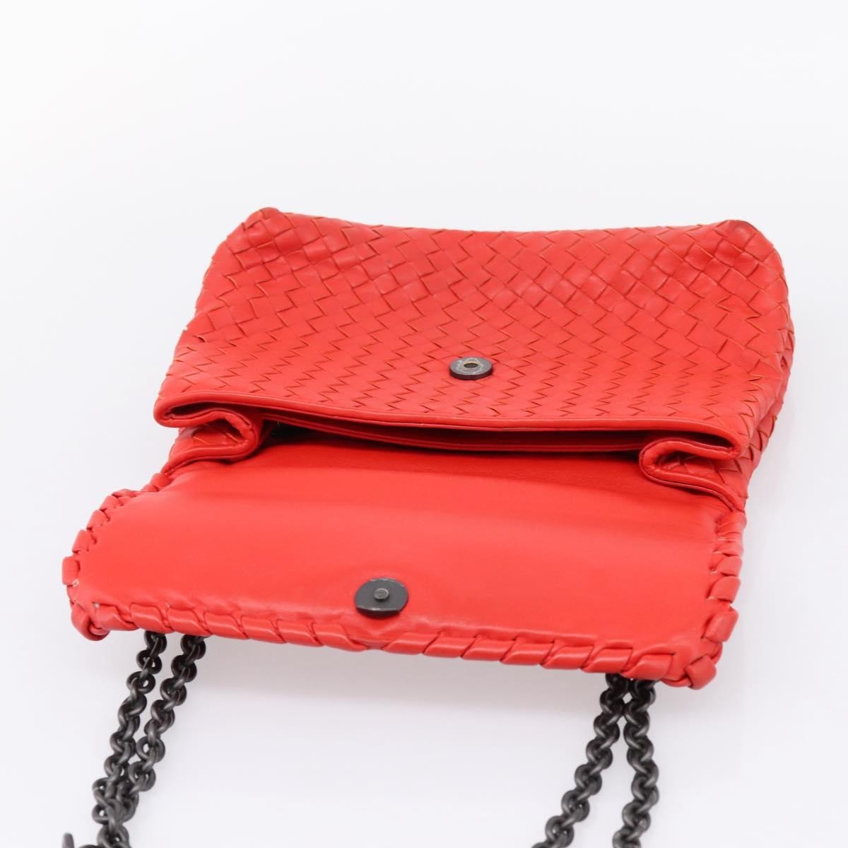 Bottega Veneta Olimpia Intrecciato Nappa Red Leather Shoulder Bag Bag (Pre-Owned)