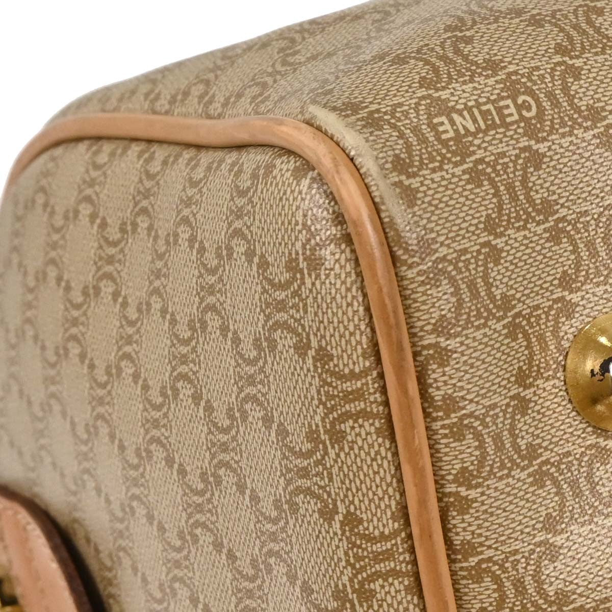 Celine Vintage Duffle Canvas And Leather Beige Pvc Travel Bag Bag (Pre-Owned)