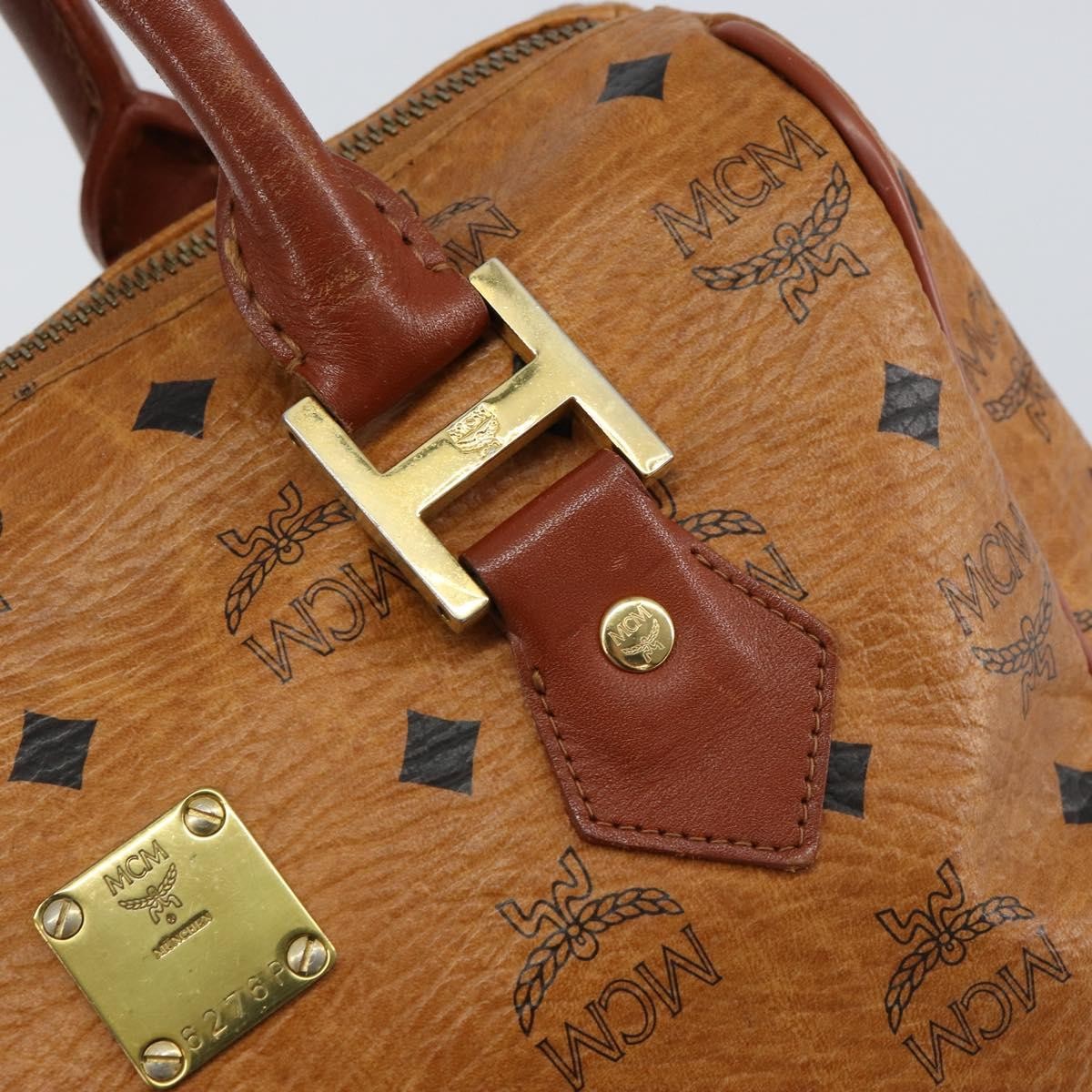 MCM Visetos Logogramme Canvas And Leather Brown Canvas Handbag (Pre-Owned)