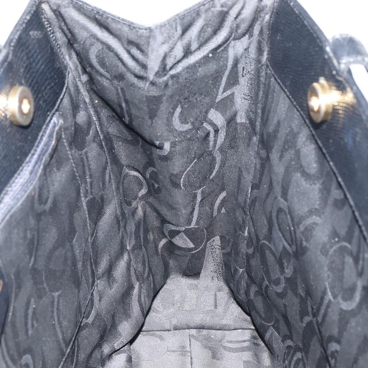 Salvatore Ferragamo Vintage Vara Bow Lizard Embossed Leather Black Leather Tote Bag Bag (Pre-Owned)