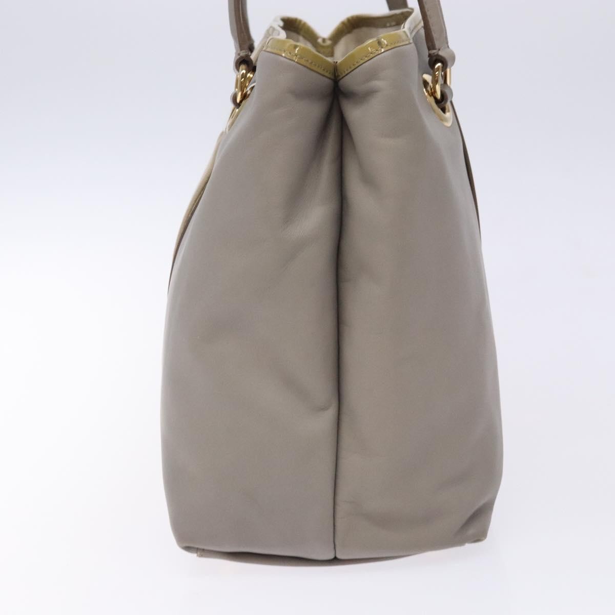Salvatore Ferragamo Vala Leather Gray Leather Handbag (Pre-Owned)