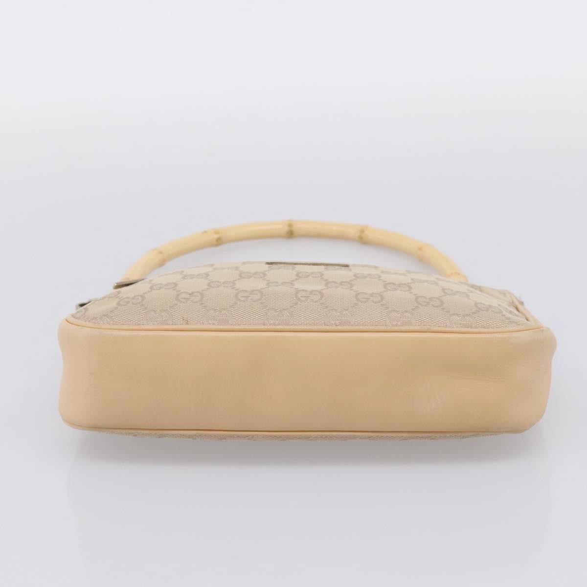 Gucci Bamboo Top Handle Gg Canvas Beige Canvas Handbag (Pre-Owned)