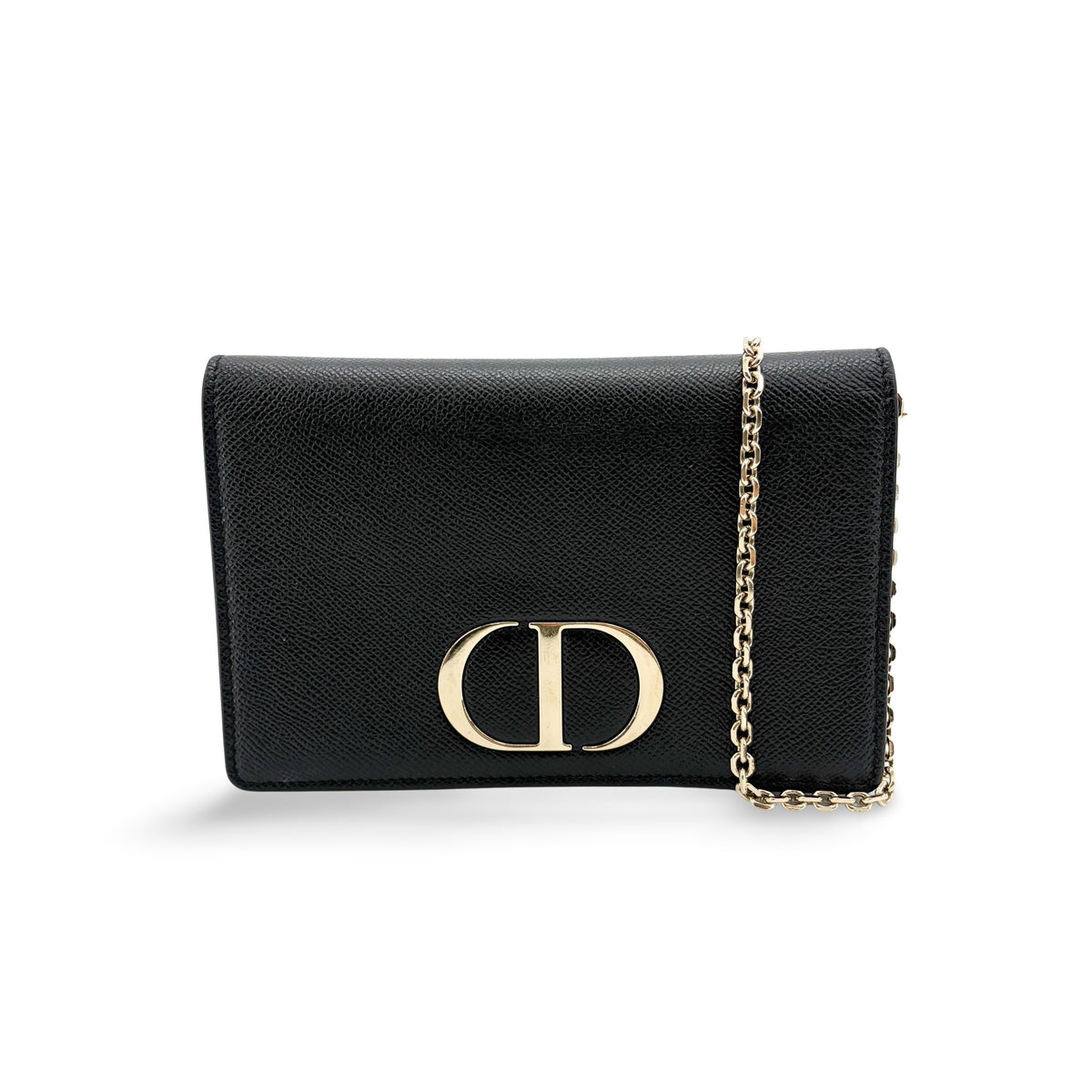 Christian Dior 30 Montaigne 2-In-1 Leather Black Calfskin Clutche & Pouche Bag (Pre-Owned)