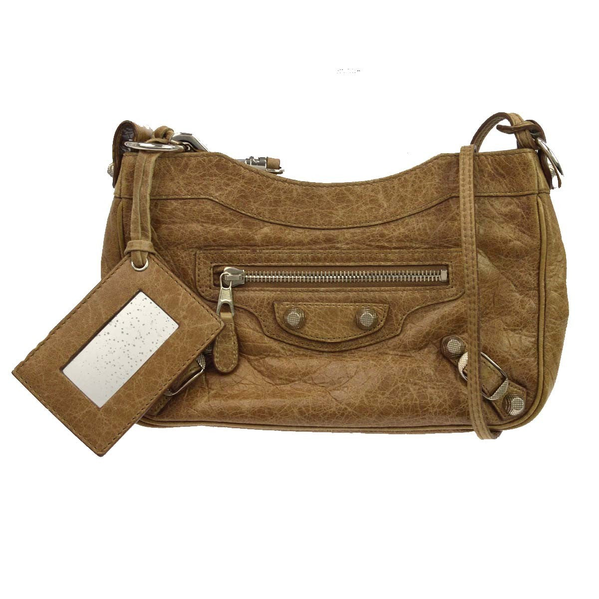 Balenciaga Hip Classic Studs Leather Brown Leather Crossbody Bag Bag (Pre-Owned)