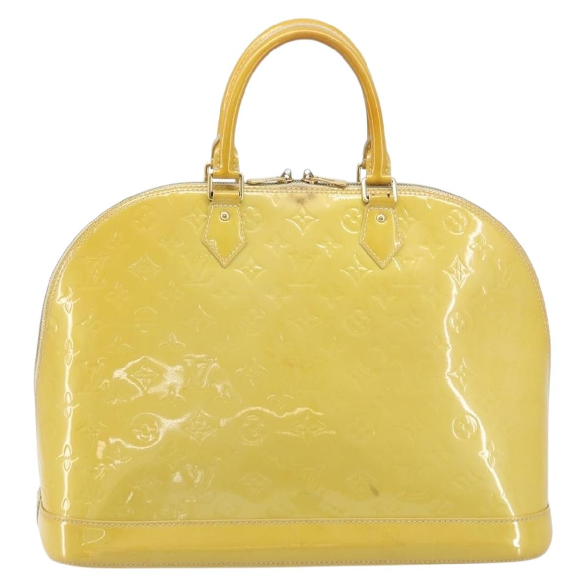 Louis Vuitton Alma Monogram Vernis Yellow Patent_Leather Handbag (Pre-Owned)