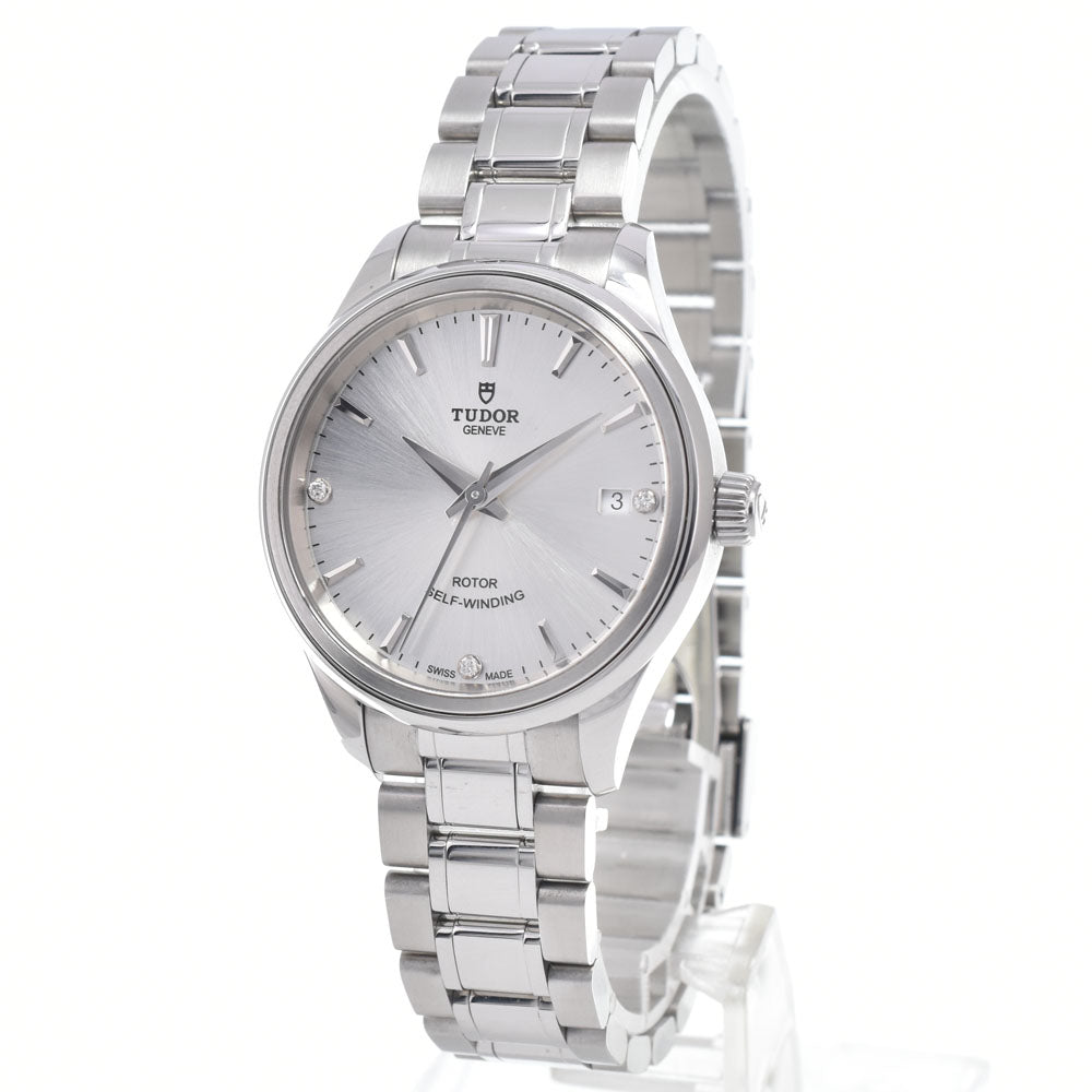 Tudor Style Date Automatic Stainless Steel With Diamonds Watch (Pre-Owned)