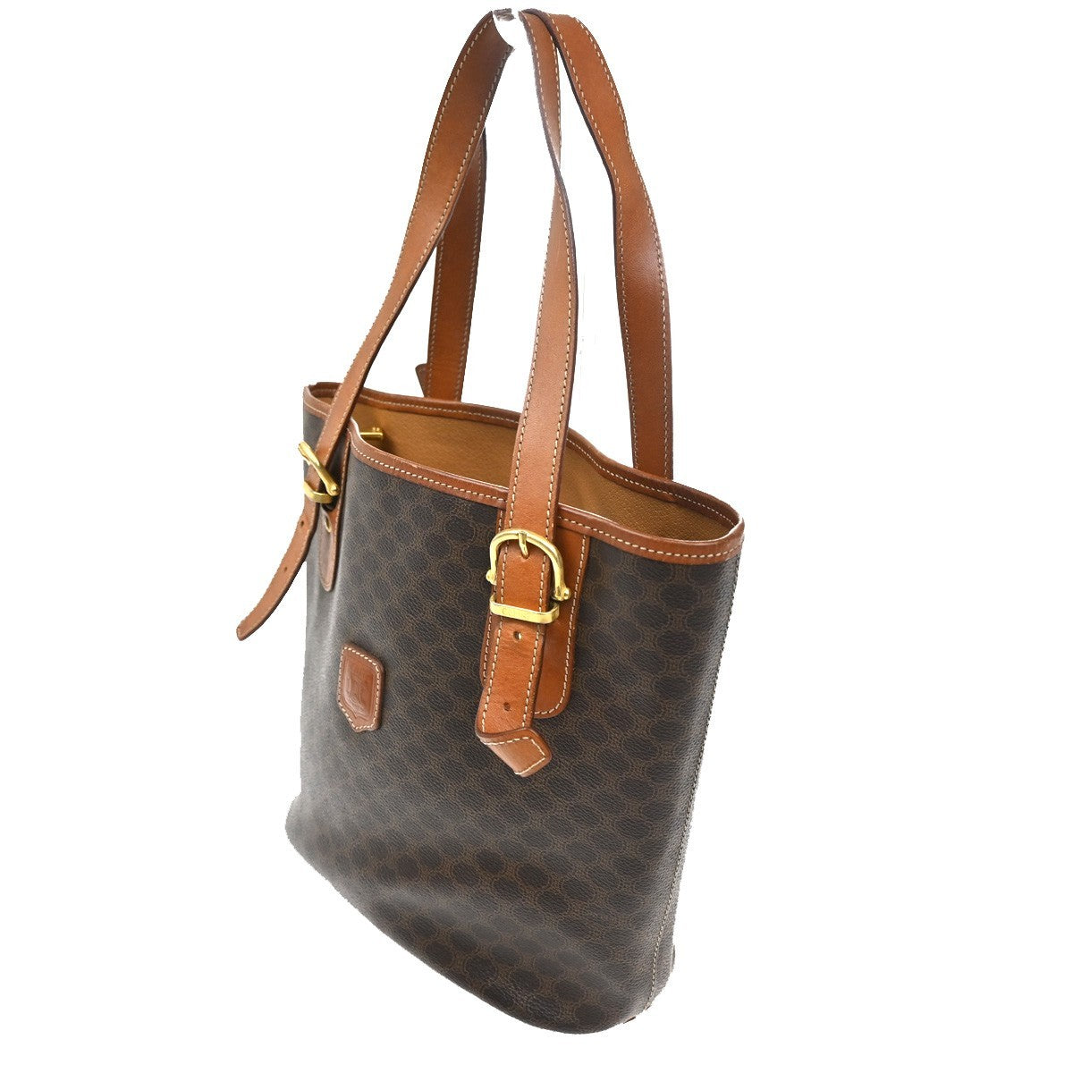 Celine Vintage Macadam Canvas And Leather Brown Canvas Tote Bag Bag (Pre-Owned)