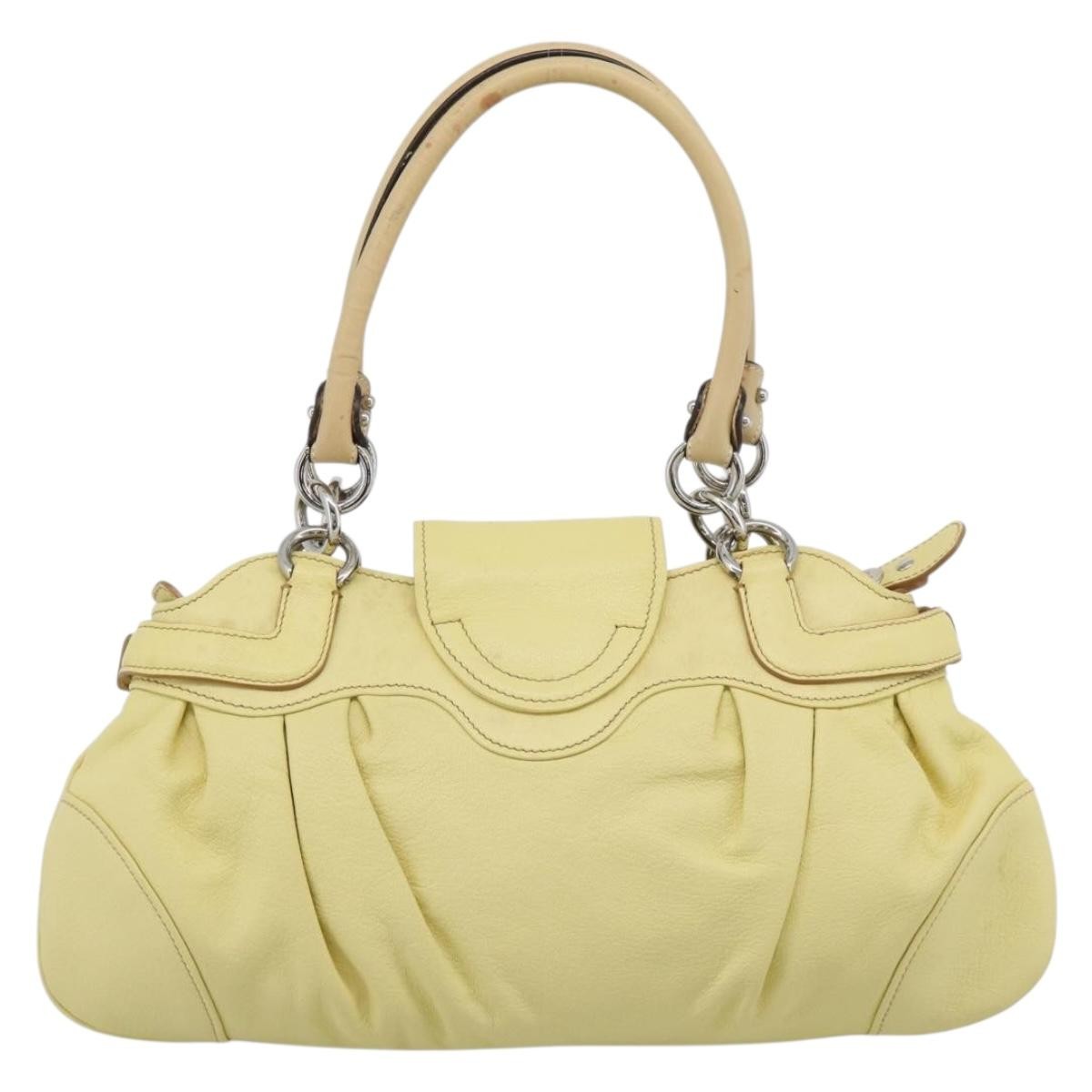 Salvatore Ferragamo Gancini Leather Yellow Leather Handbag (Pre-Owned)