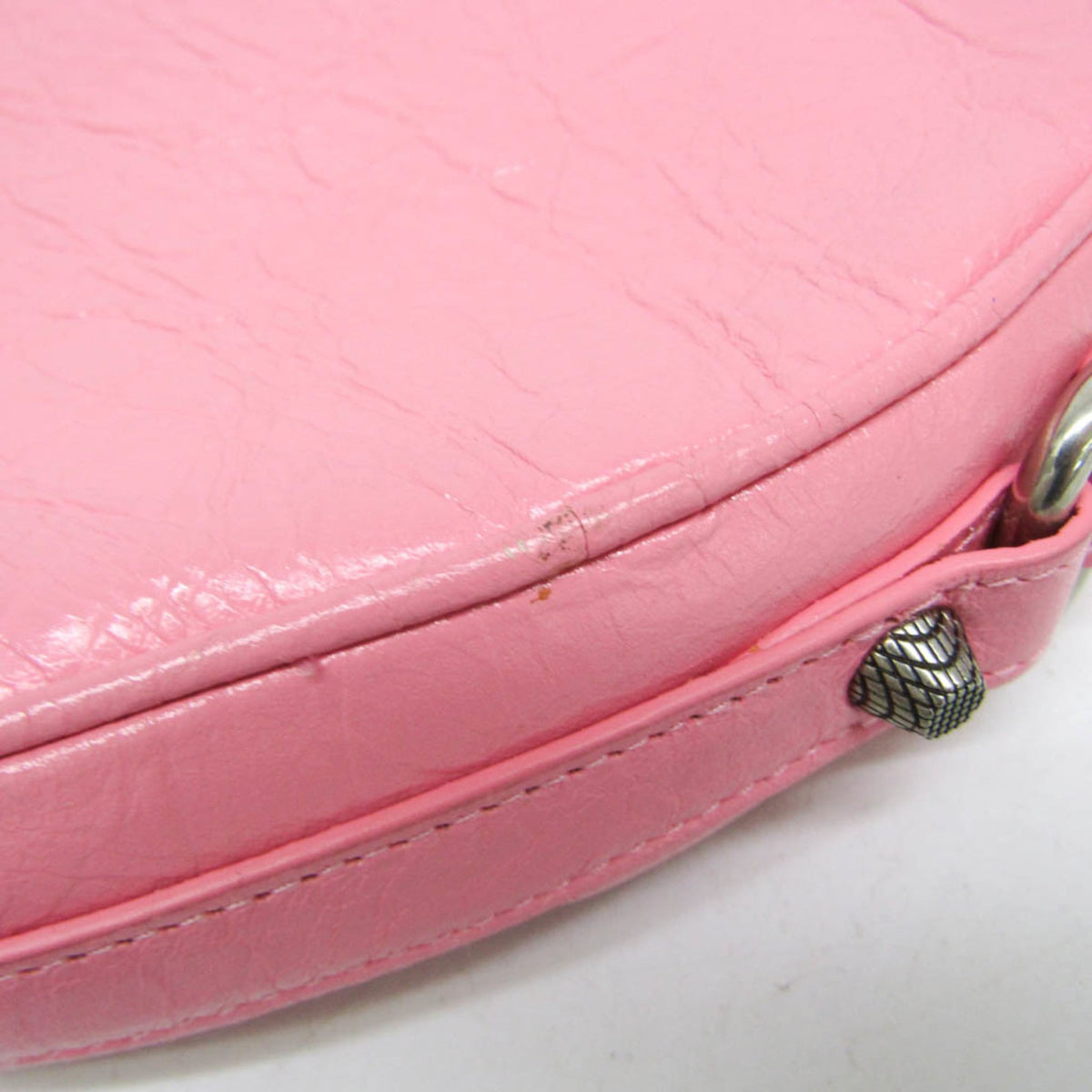 Balenciaga Le Cagole Giant Studs Heart Chain Leather Pink Leather Handbag (Pre-Owned)