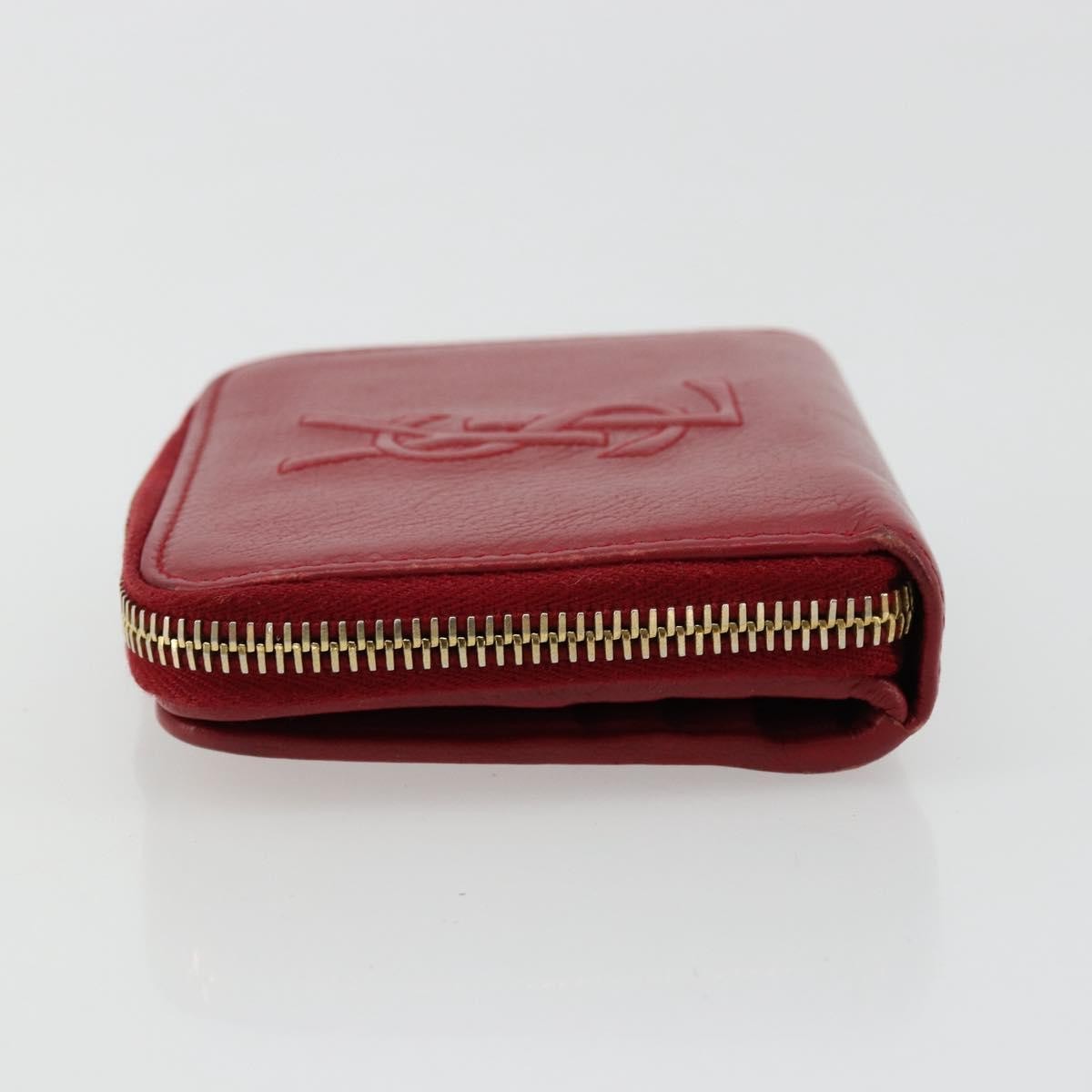 Saint Laurent Zipped Bifold Leather Red Leather Wallets Accessory (Pre-Owned)