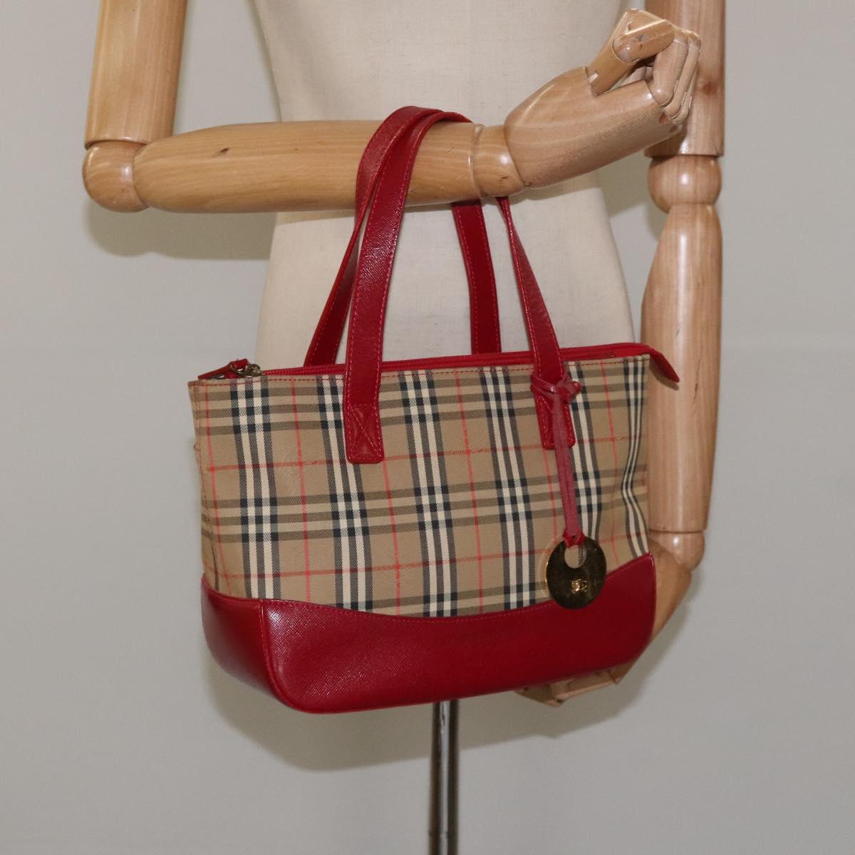 Burberry Nova Check Beige Canvas Handbag (Pre-Owned)