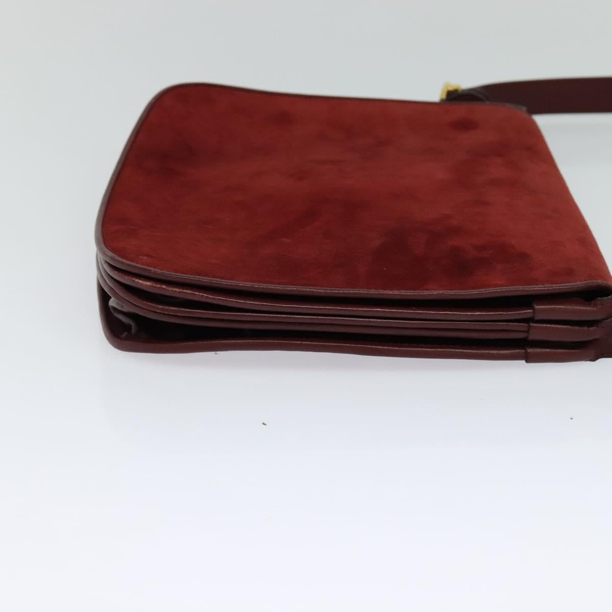 Cartier Must De Cartier Burgundy Suede Shoulder Bag (Pre-Owned)