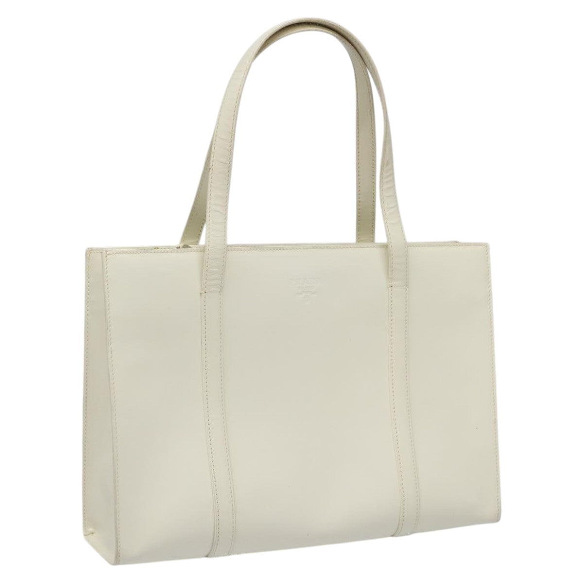 Prada Shopping Beige Patent Leather Shoulder Bag (Pre-Owned)