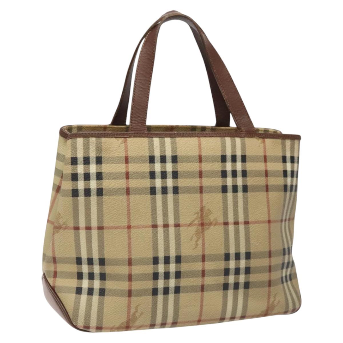 Burberry Haymarket Beige Canvas Handbag (Pre-Owned)