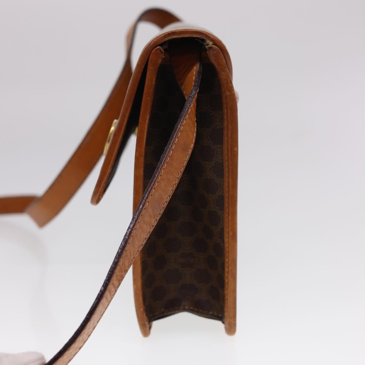 Celine Vintage Macadam Canvas And Leather Brown Canvas Shoulder Bag Bag (Pre-Owned)
