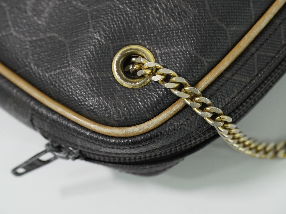 Christian Dior Vintage Honeycomb Canvas Black Canvas Shoulder Bag Bag (Pre-Owned)