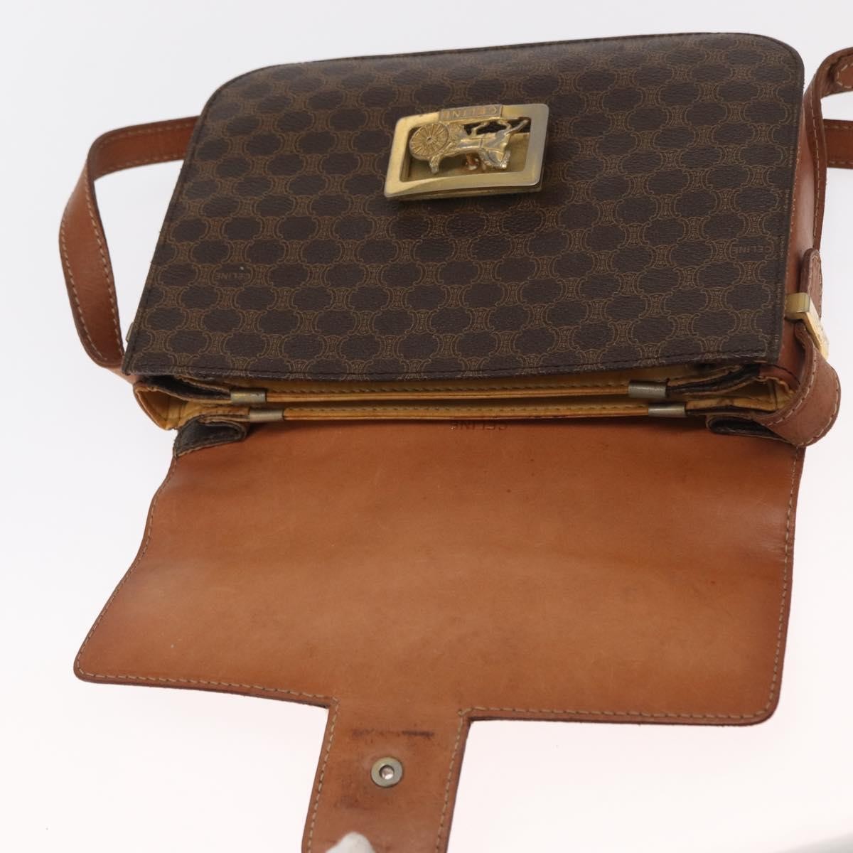 Celine Vintage Horse Carriage Macadam Canvas Brown Pvc Shoulder Bag Bag (Pre-Owned)