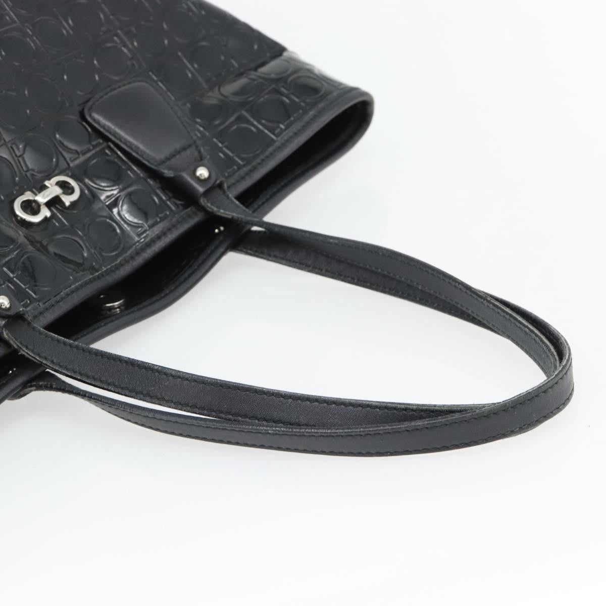 Salvatore Ferragamo Gancini Tote Patent Leather Black Patent_Leather Tote Bag Bag (Pre-Owned)