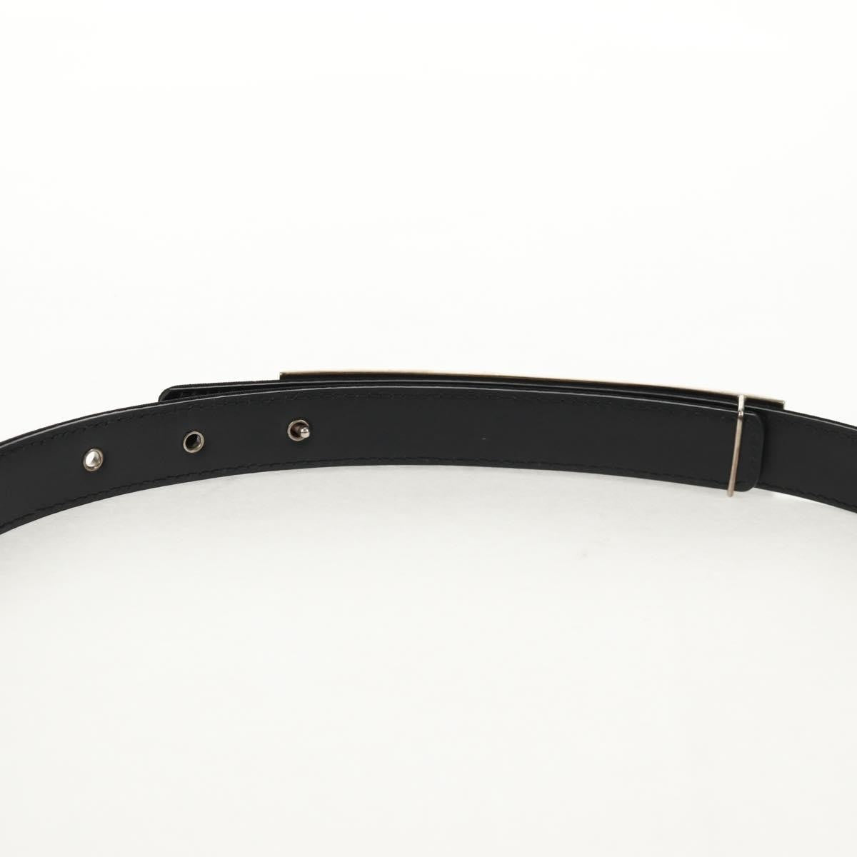 Chanel Logo Belt Leather With Metal And Crystals Black Leather Belts Accessory (Pre-Owned)