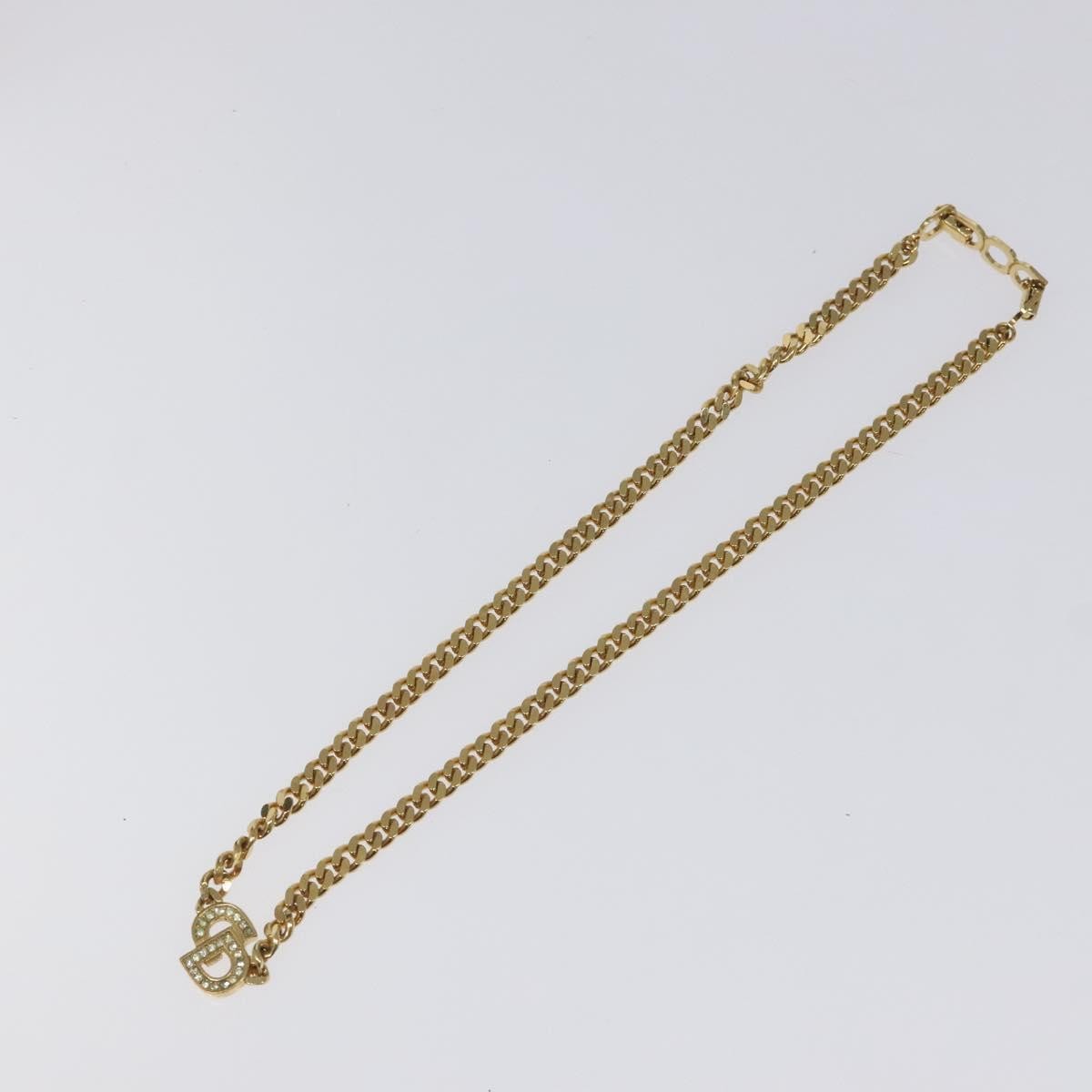 Christian Dior Cd Pendant Metal And Crystals Gold Metal Necklace Jewelry (Pre-Owned)