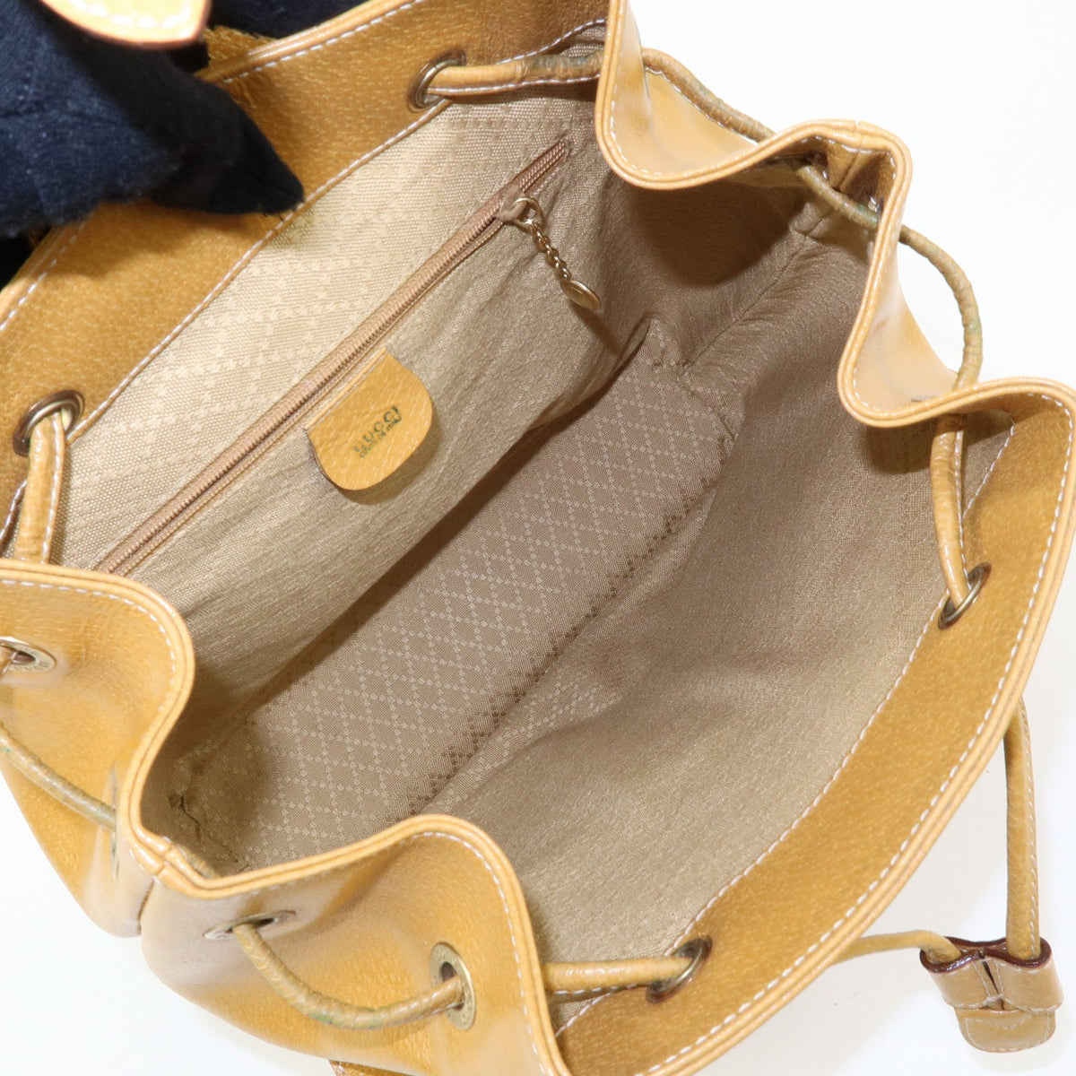 Gucci Vintage Bamboo Leather Yellow Leather Backpack Bag (Pre-Owned)